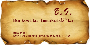 Berkovits Immakuláta névjegykártya